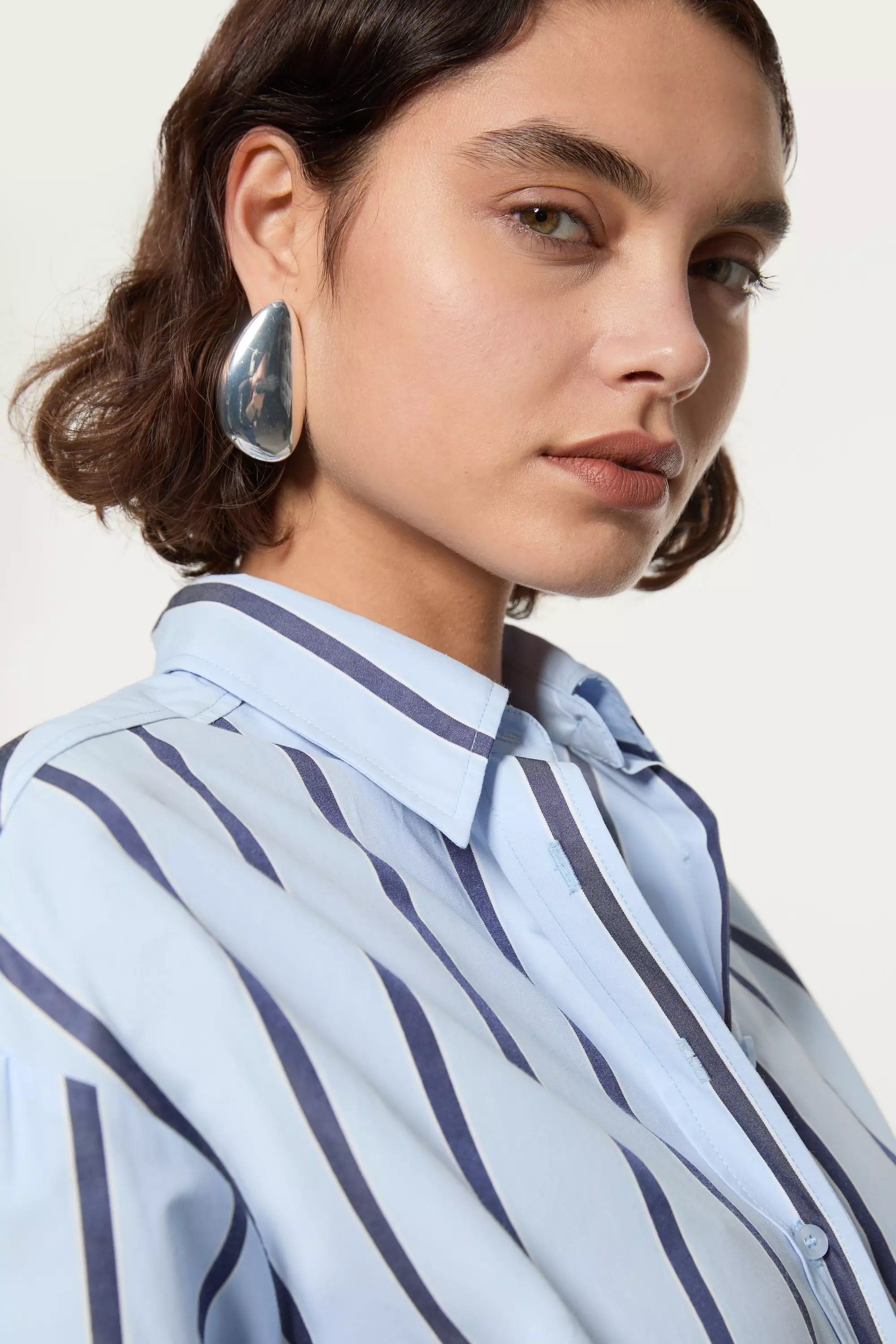Stripe Cotton Oversize Tailored Essential Shirt | Karen Millen